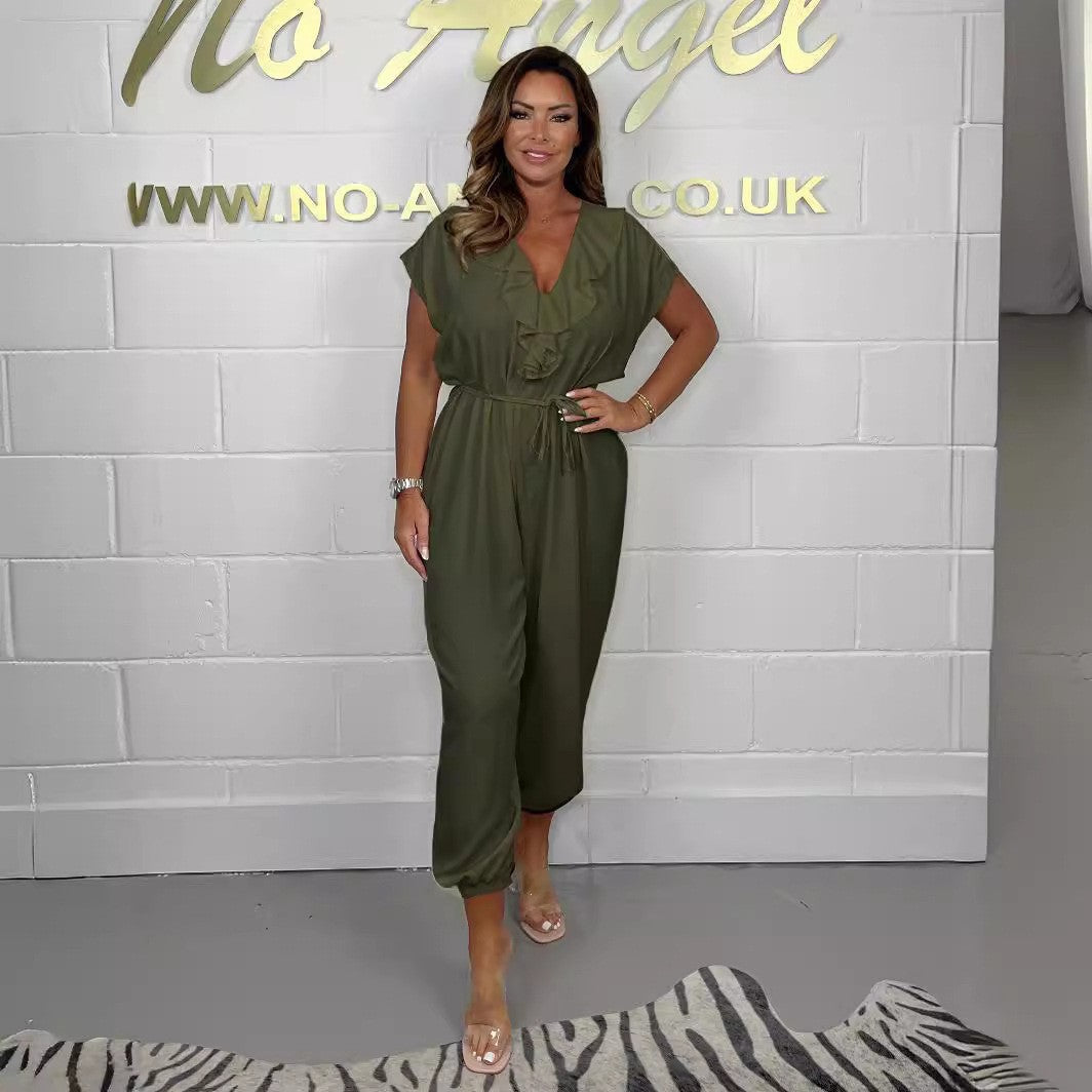 Damen Elegantes Jumpsuit mit Rüschendetails und tailliertem Schnitt Fudus