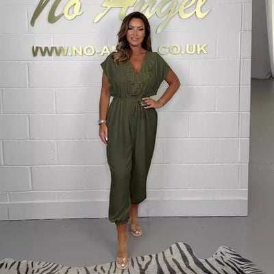 Damen Elegantes Jumpsuit mit Rüschendetails und tailliertem Schnitt Fudus