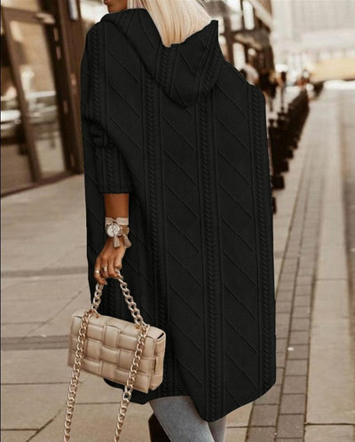 Lange Strickjacke mit Kapuze für Damen