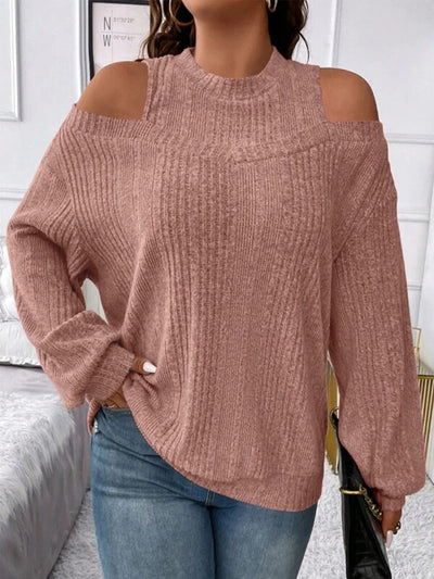 Damen Oversized Strickpullover mit Schulterauschnitten und Rippstruktur Fudus