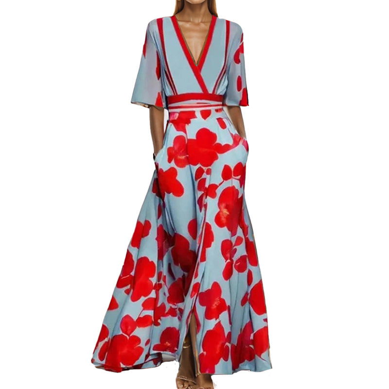 Damen Maxikleid mit kreativem grafischem Design Fudus