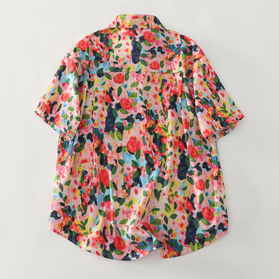 Damen Kurzarm-Hemd mit Herzmuster Fudus