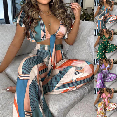 Damen fließendes Oberteil mit gebundenem V-Ausschnitt und Rüschendetails Fudus