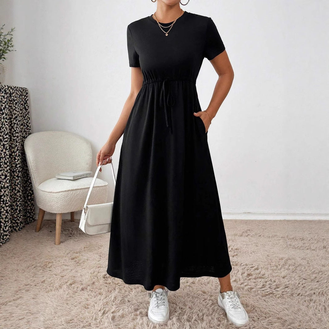 Damen Jerseykleid mit Taillenbindung Fudus