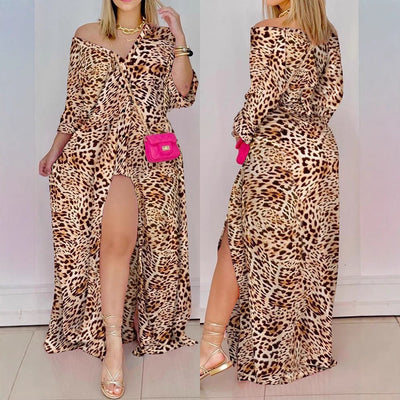 Damen Maxi-Kleid mit verspieltem Paisleymuster und raffiniertem Schlitz Fudus