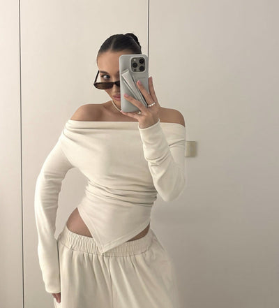 Damen Off-Shoulder Oberteil mit innovativem Schnitt Fudus
