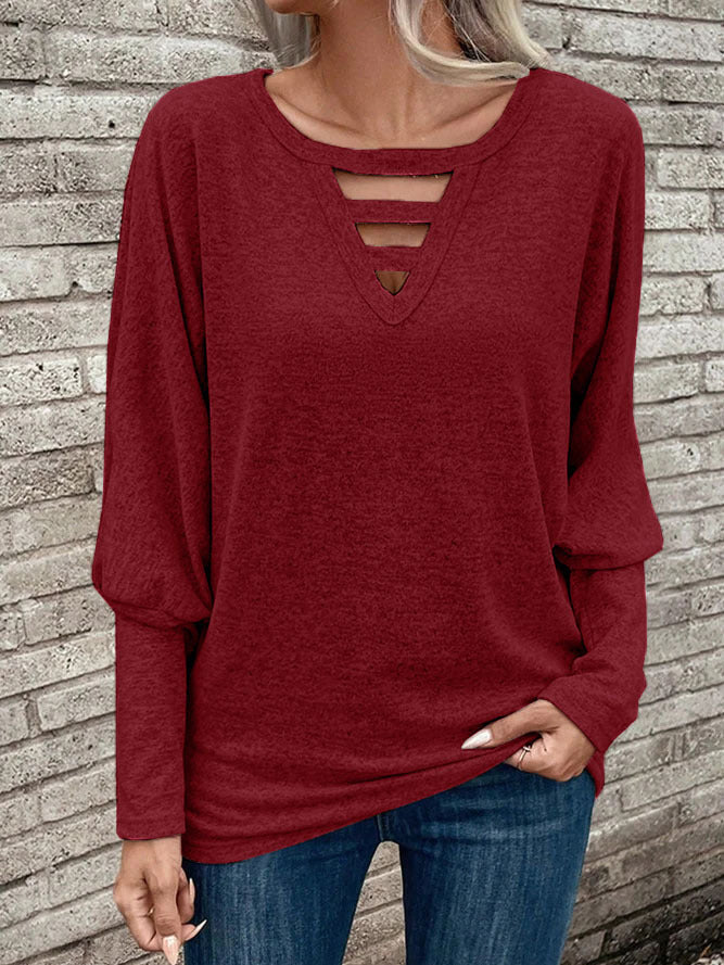 Damen Longsleeve mit einzigartigem Ausschnitt Fudus