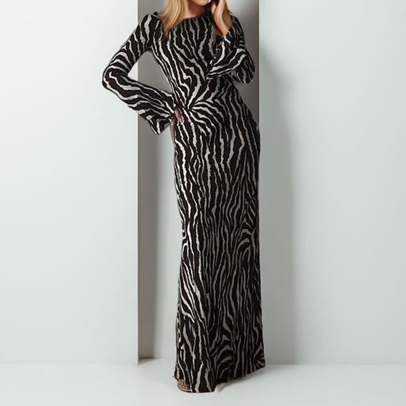 Damen Maxikleid mit tierischem Muster Fudus