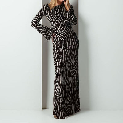 Damen Maxikleid mit tierischem Muster Fudus