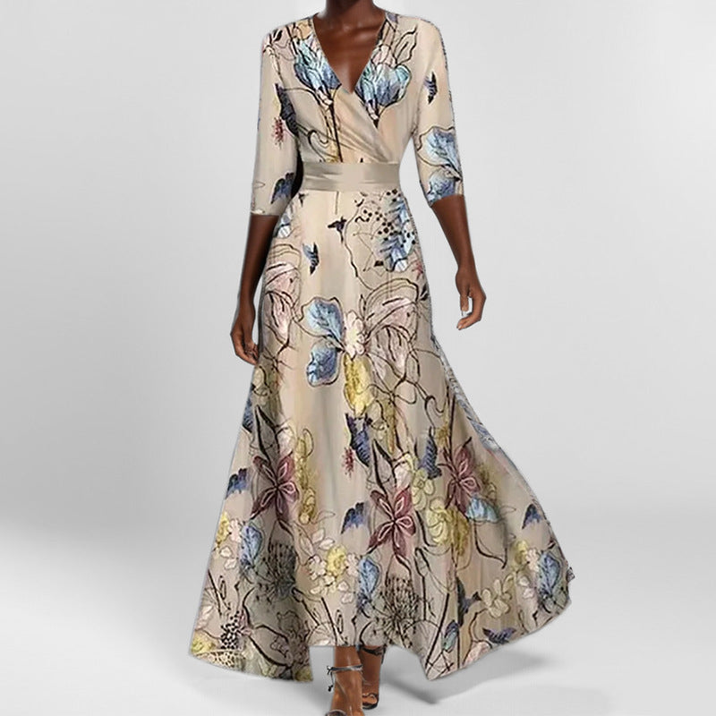 Damen Maxikleid mit kreativem grafischem Design Fudus