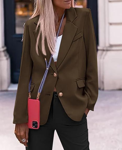 Damen lässiger Blazer mit goldenen Knopfdetails Fudus