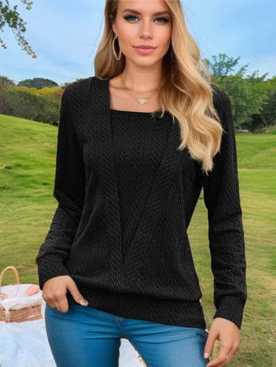 Damen Feinstrickpullover mit Zopfmuster Fudus