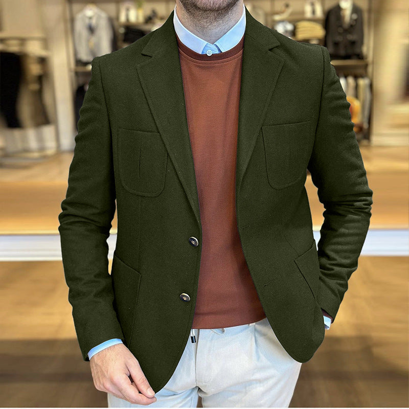 Herren Eleganter Wildlederblazer mit doppelter Knopfleiste und praktischen Taschen Aliams