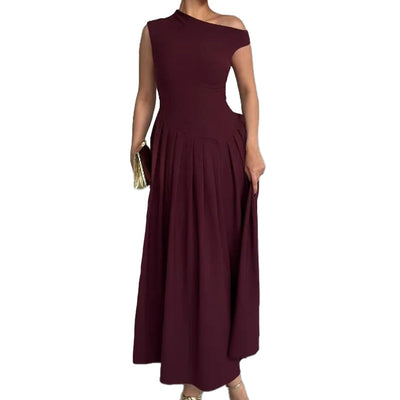 Damen asymmetrisches Wickelkleid mit Falten und edlem Design Fudus