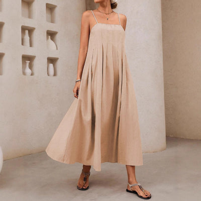 Damen Sommerliches Maxikleid mit feinem Faltenwurf Fudus