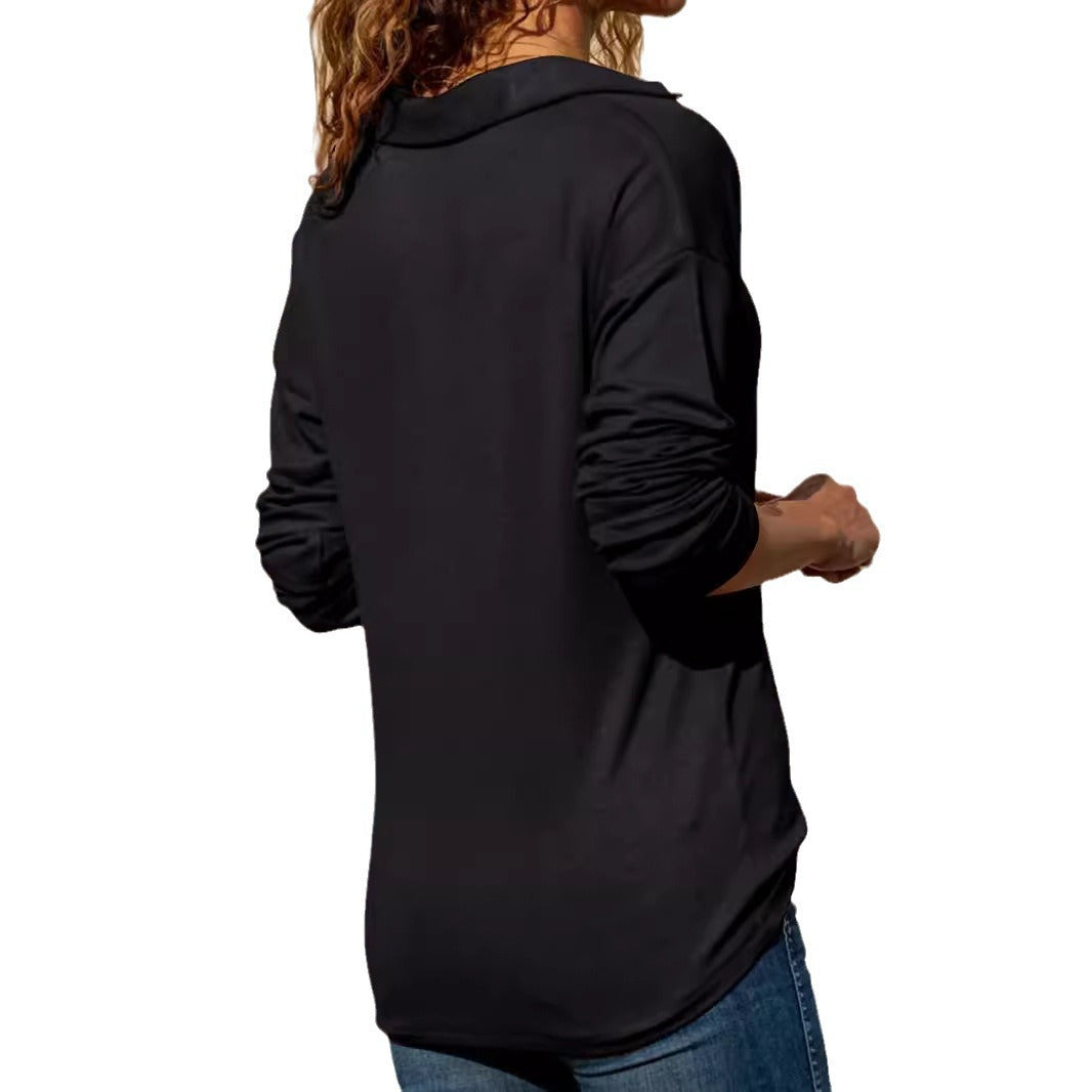 Damen Elegantes V-Ausschnitt Oberteil mit langem Arm Fudus