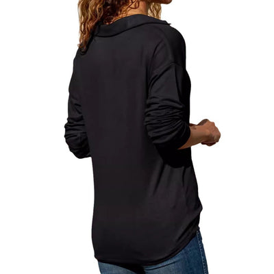 Damen Elegantes V-Ausschnitt Oberteil mit langem Arm Fudus