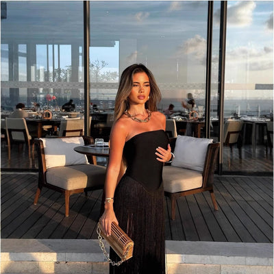 Damen Strandkleid mit fransigem Design Fudus