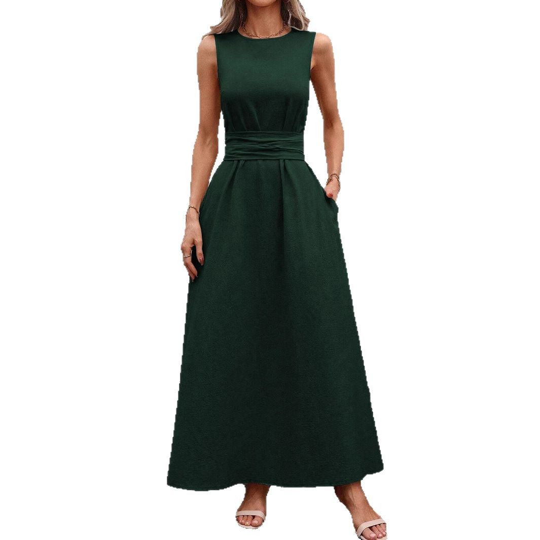 Damen Maxikleid mit eleganter Taillenbindung Fudus
