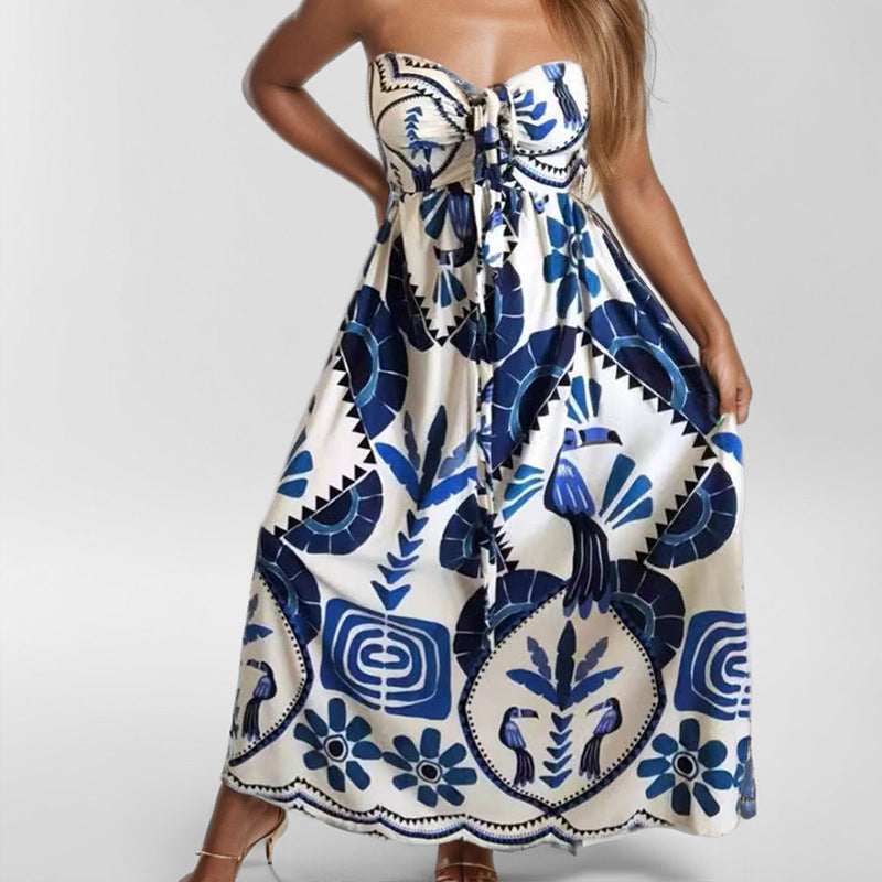 Damen Maxikleid mit verspieltem Trägerdesign und floralem Muster Fudus