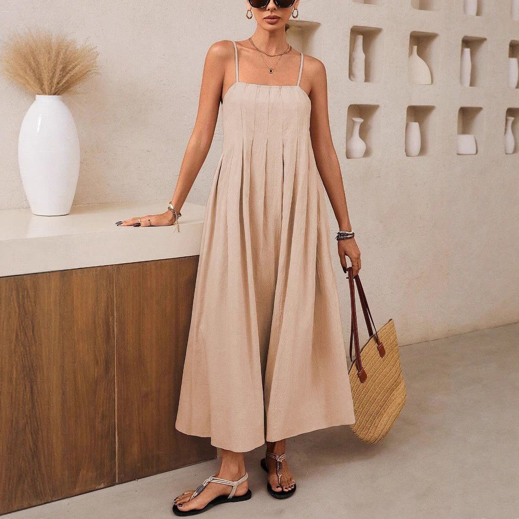 Damen Sommerliches Maxikleid mit feinem Faltenwurf Fudus