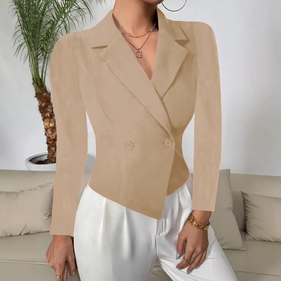 Damen taillierter Blazer mit doppelter Knopfreihe und elegantem Schnitt Fudus
