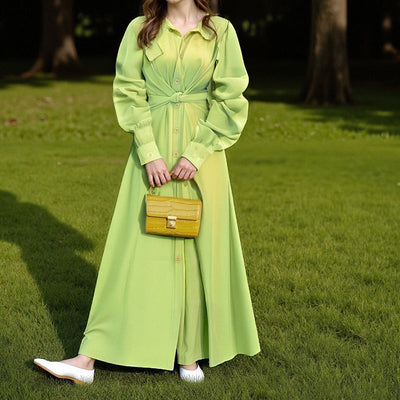 Damen Hemdblusenkleid mit knotenförmigem Design und eleganten langen Ärmeln Fudus