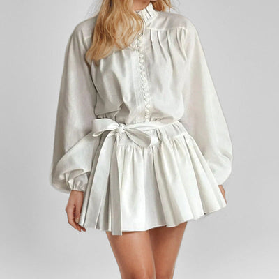 Damen Minikleid mit floralem Print und voluminösen Ärmeln Fudus