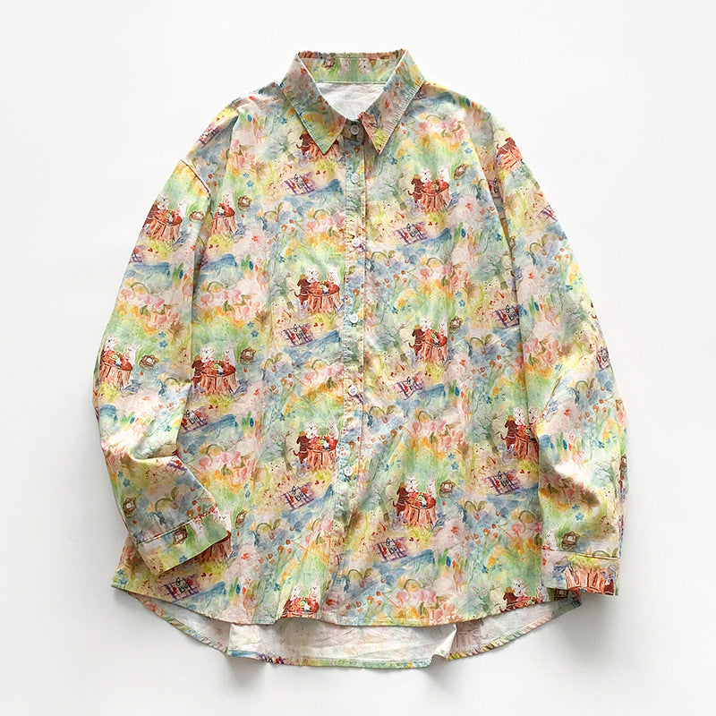 Damen bedruckte Hemdbluse Fudus