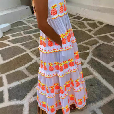 Shaira | Langes besticktes Bohemian Kleid