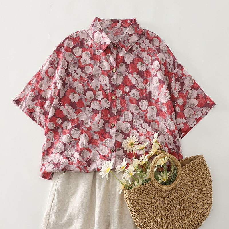 Damen Bluse im lockeren Schnitt mit floralem Design Fudus