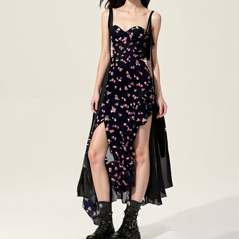 Damen Maxi-Rock mit elegantem Schnitt und raffinierten Rüschen Fudus