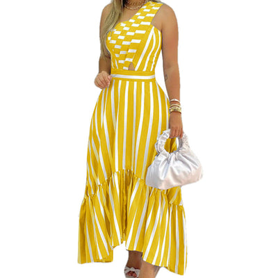 Damen Maxikleid mit asymmetrischem Schnitt und trendigem Cut-Out Fudus