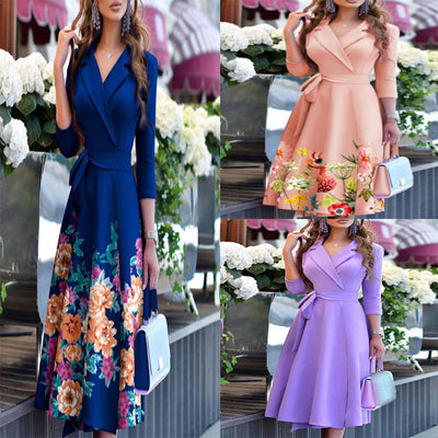 Damen Wickelkleid mit floralem Design und taillierter Silhouette Fudus