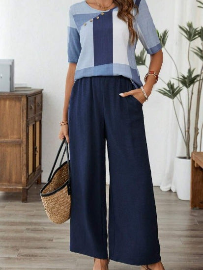 Damen Lässige weite Hose mit modischem Oberteil Fudus