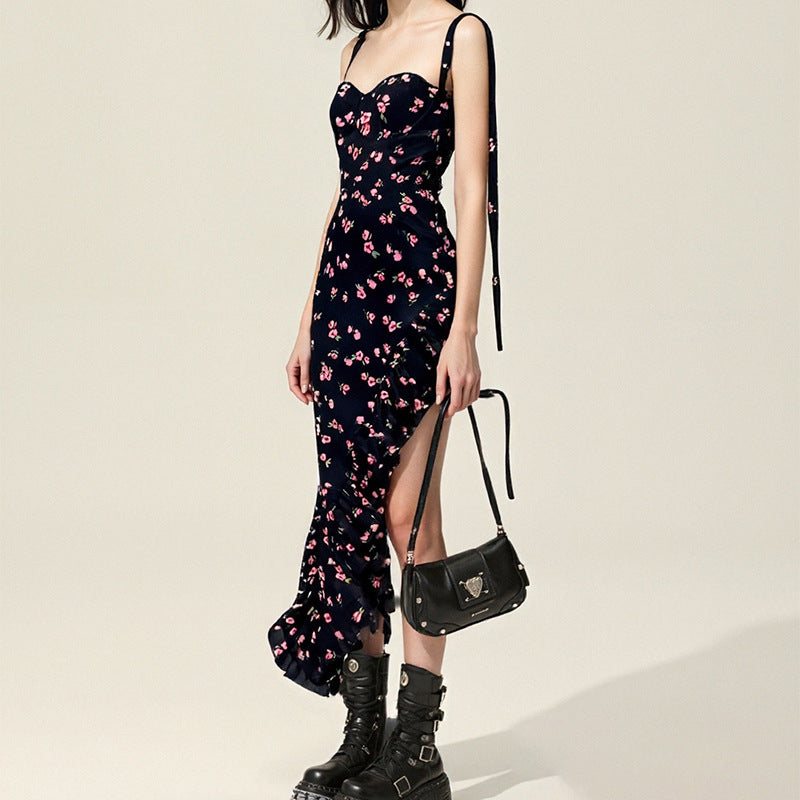 Damen Maxi-Rock mit elegantem Schnitt und raffinierten Rüschen Fudus