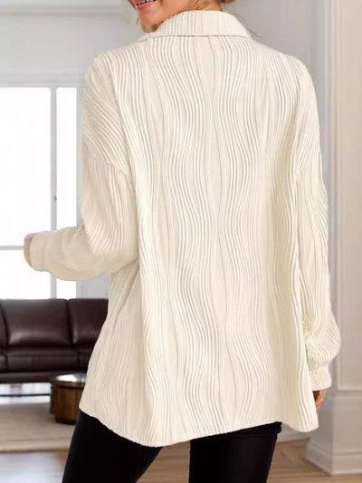 Damen Langärmlige Strickbluse im modernen Rippenmuster Fudus