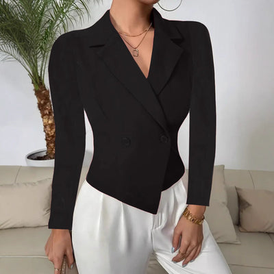 Damen taillierter Blazer mit doppelter Knopfreihe und elegantem Schnitt Fudus