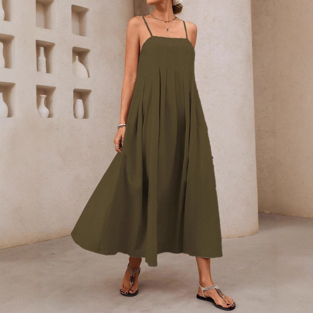 Damen Sommerliches Maxikleid mit feinem Faltenwurf Fudus