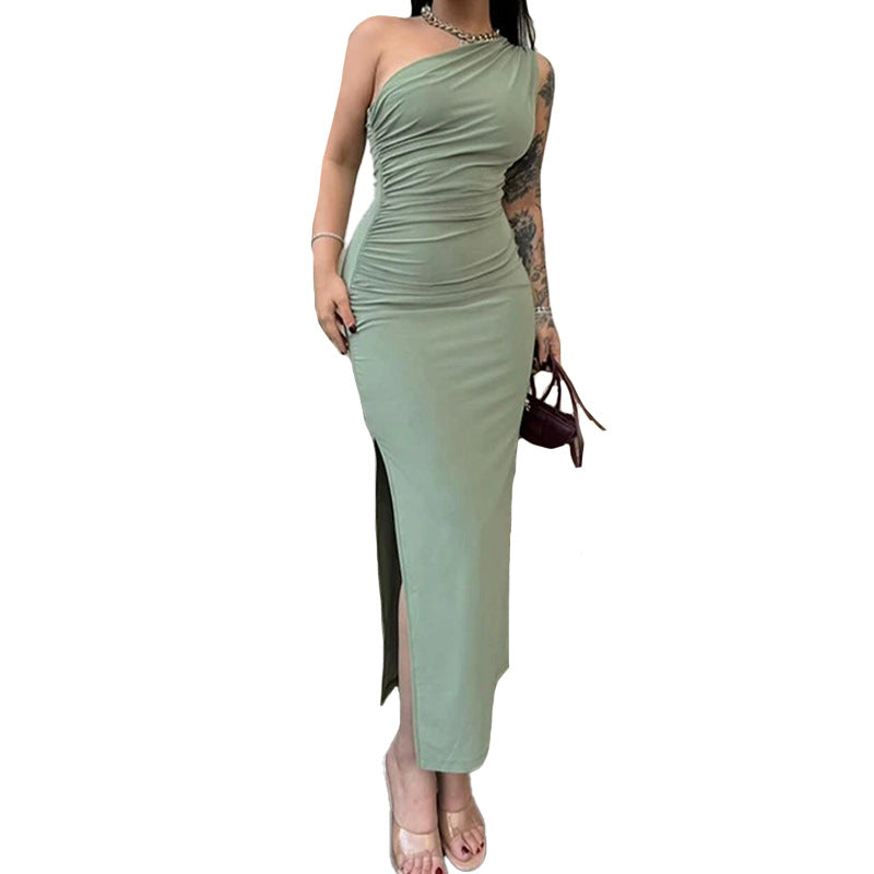 Damen asymmetrisches Cocktailkleid mit Raffung Fudus