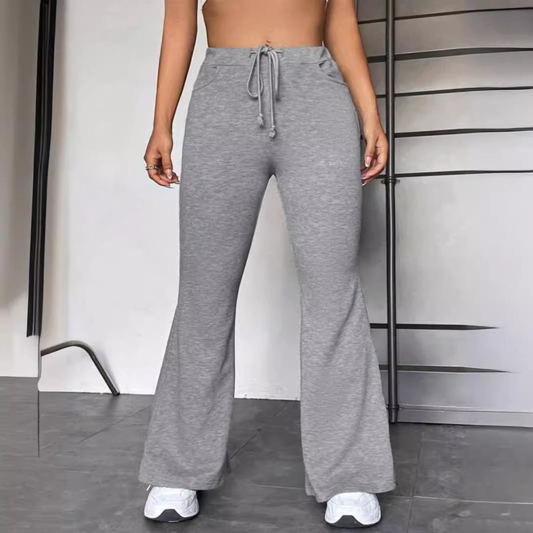 Damen Sportliche Flared-Hose mit verstellbarem Bund Fudus