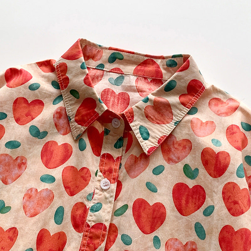 Damen Bluse mit Herzmotiv und lockerer Passform Fudus