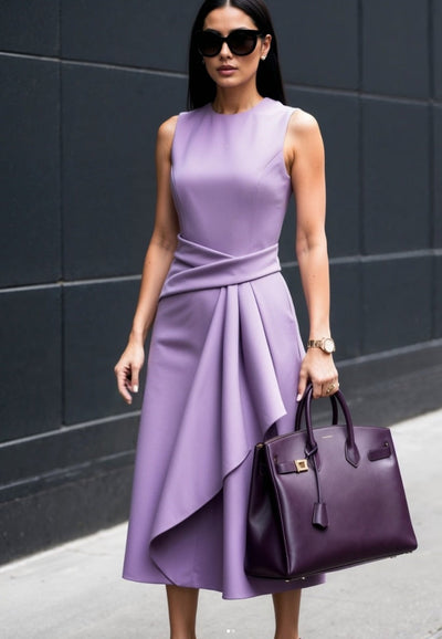 Damen Etuikleid mit figurschmeichelndem Wickeldesign und elegantem Drapierungseffekt Fudus