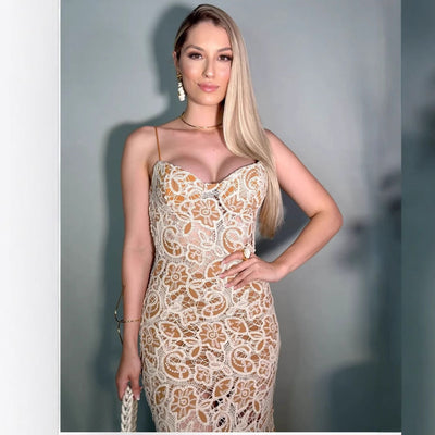 Damen Spitzenkleid mit verführerischem Schnitt Fudus