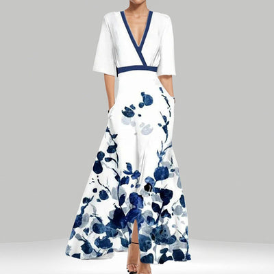Damen Maxikleid mit kreativem grafischem Design Fudus
