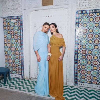 Damen Maxikleid mit eleganten Drapierungen Fudus