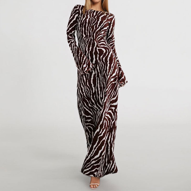 Damen Maxikleid mit tierischem Muster Fudus