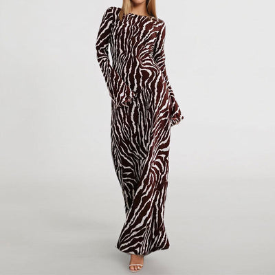 Damen Maxikleid mit tierischem Muster Fudus