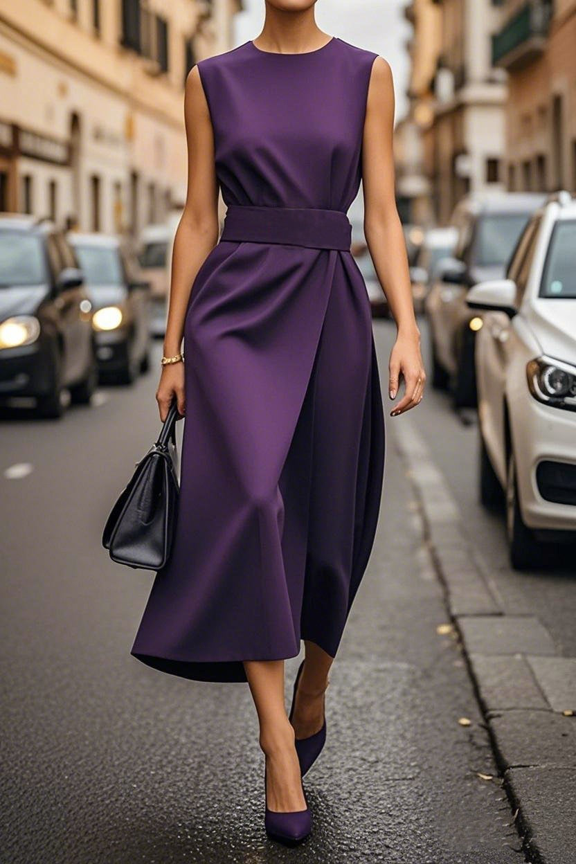 Damen elegantes Maxikleid mit schlanker Silhouette und seitlichem Schlitz Fudus