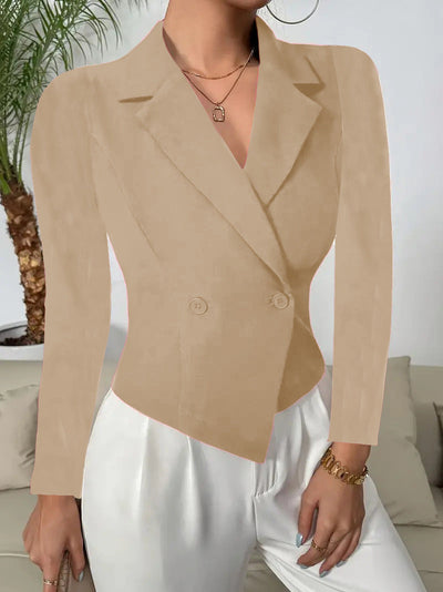 Damen taillierter Blazer mit doppelter Knopfreihe und elegantem Schnitt Fudus